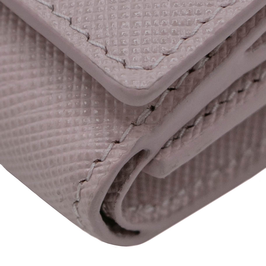 Prada Saffiano Triangle Tri-Fold Wallet Pink