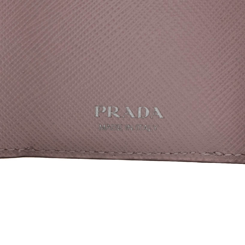 Prada Saffiano Triangle Tri-Fold Wallet Pink