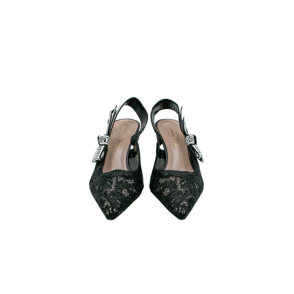 Christian Dior J'Adior Slingback Pump Black Short Heel Size 37 1/2