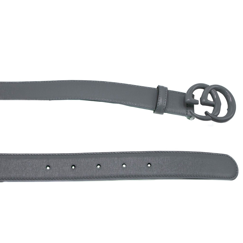Gucci GG Marmont Grey Leather Belt With Shiny Buckle 414516 In Size 70 28