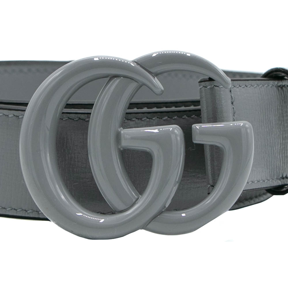 Gucci GG Marmont Grey Leather Belt With Shiny Buckle 414516 In Size 70 28
