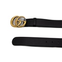 Gucci GG Marmont Leather Black Belt with Shiny Buckle 100 406831