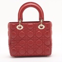 Christian Dior Lady Dior Cannage Leather Handbag Red