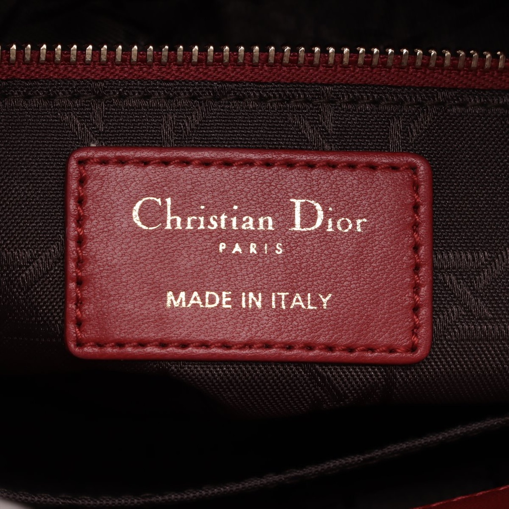 Christian Dior Lady Dior Cannage Leather Handbag Red