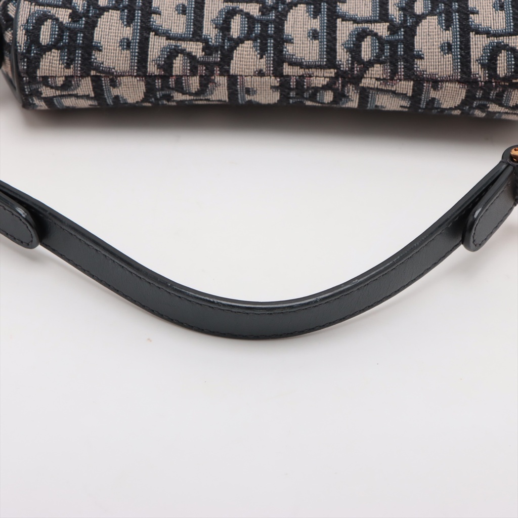 Christian Dior Oblique Saddle Bag Handbag Blue