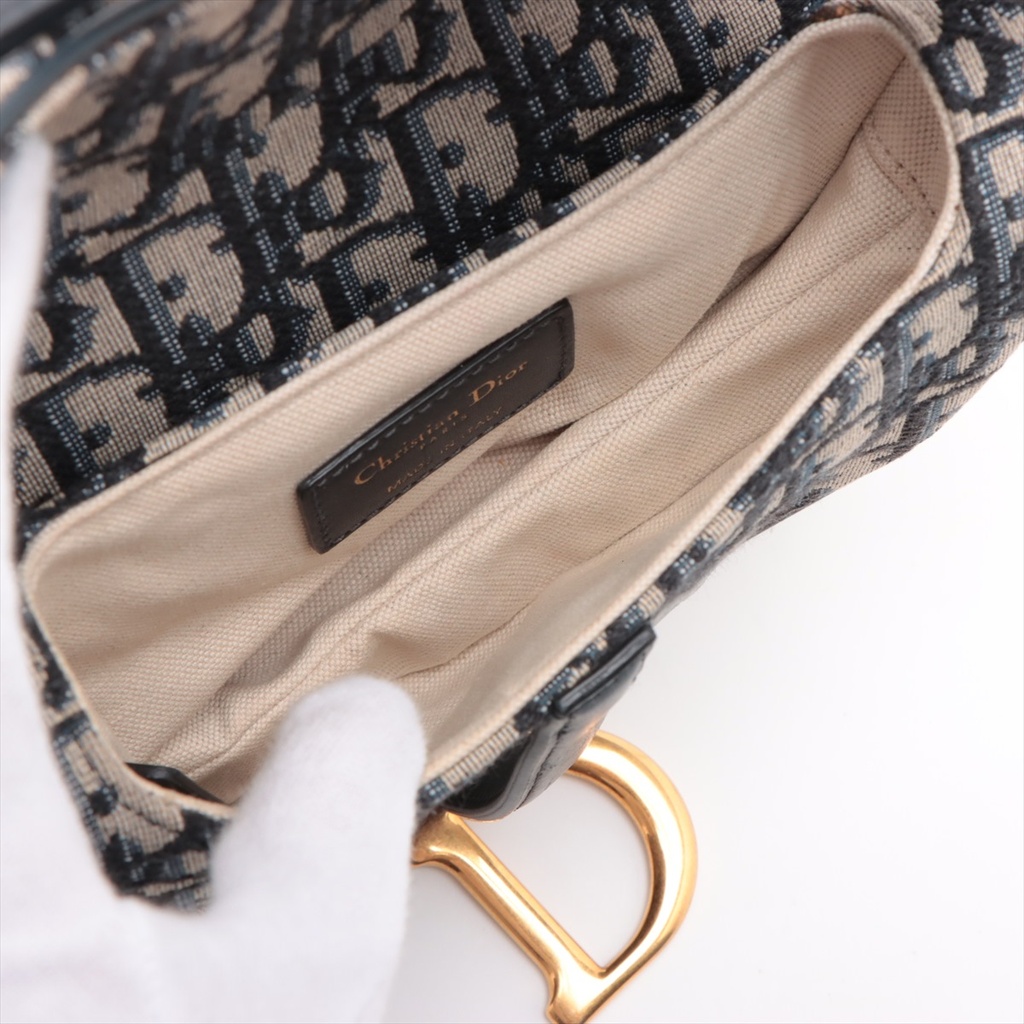 Christian Dior Oblique Saddle Bag Handbag Blue