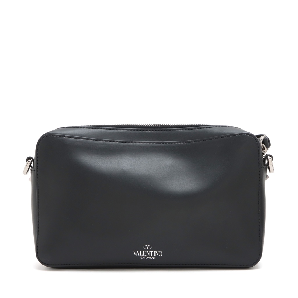 Valentino Garavani VLTN Leather Shoulder Bag Black