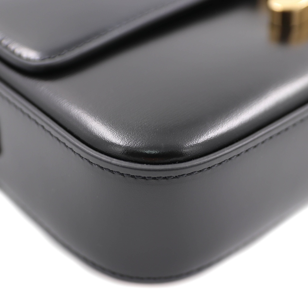 Celine Triomphe Rectangular Shoulder Bag In Black Smooth Calfskin Leather