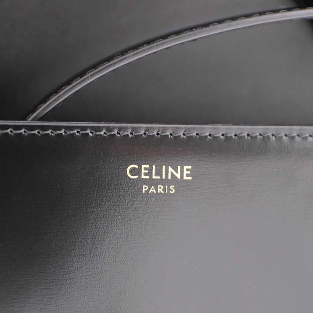 Celine Triomphe Rectangular Shoulder Bag In Black Smooth Calfskin Leather