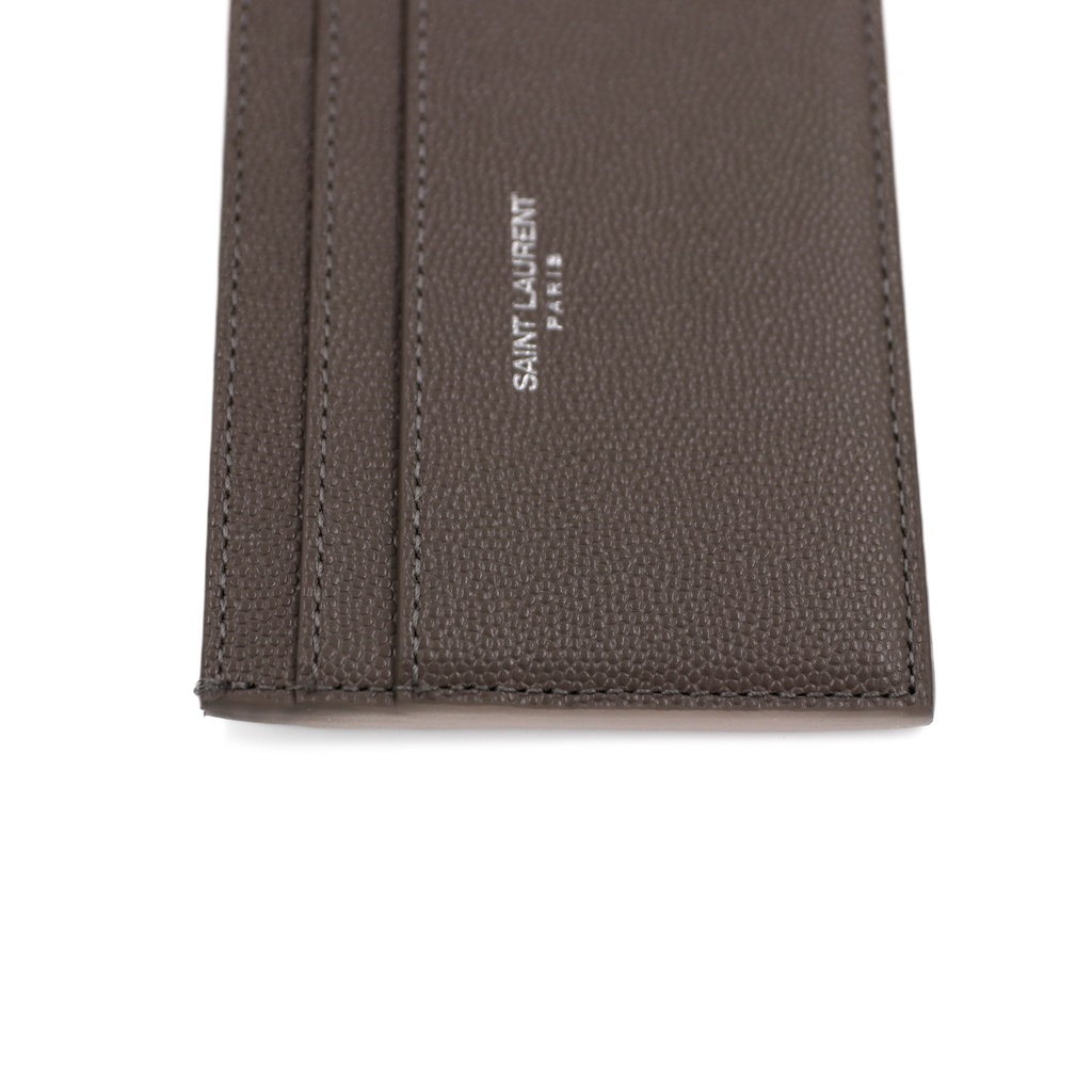 Saint Laurent Pebble-Grain Leather Cardholder Grey