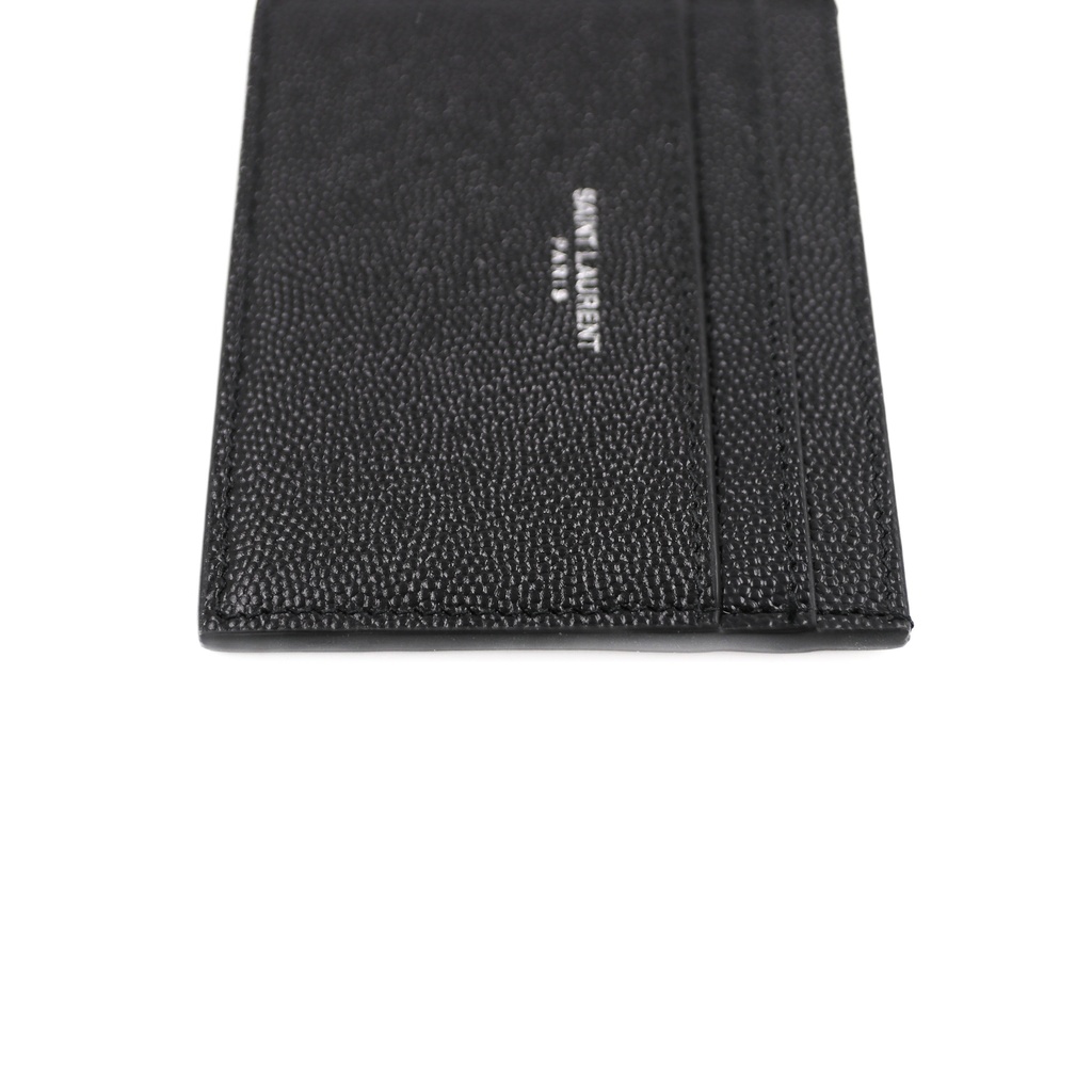 Saint Laurent Pebble-Grain Leather Cardholder Dark Blue