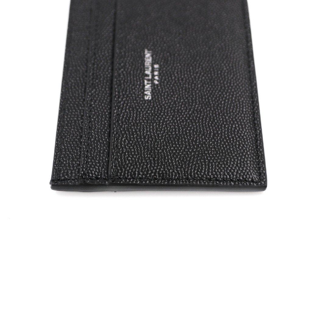 Saint Laurent Pebble-Grain Leather Cardholder Dark Blue