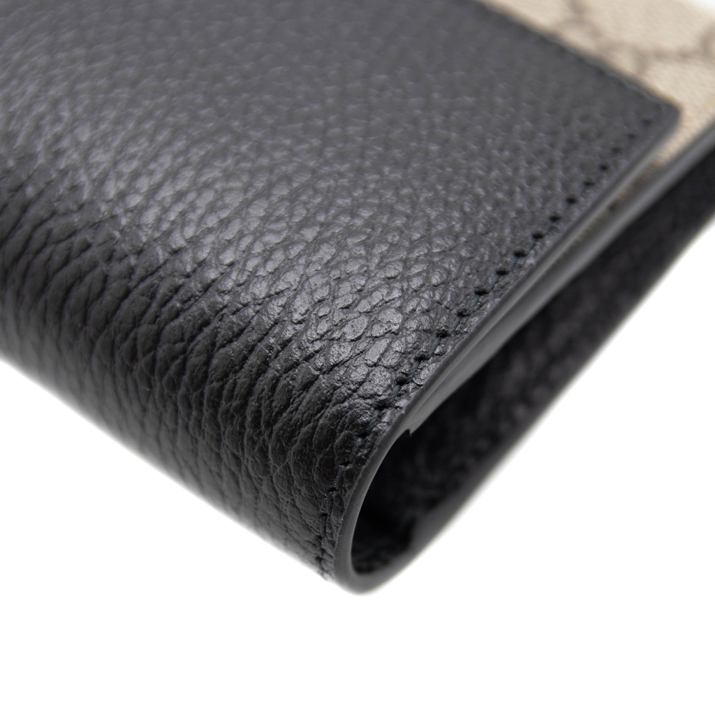 Gucci GG Marmont Leather Continental Wallet Beige and ebony GG Supreme canvas 456116