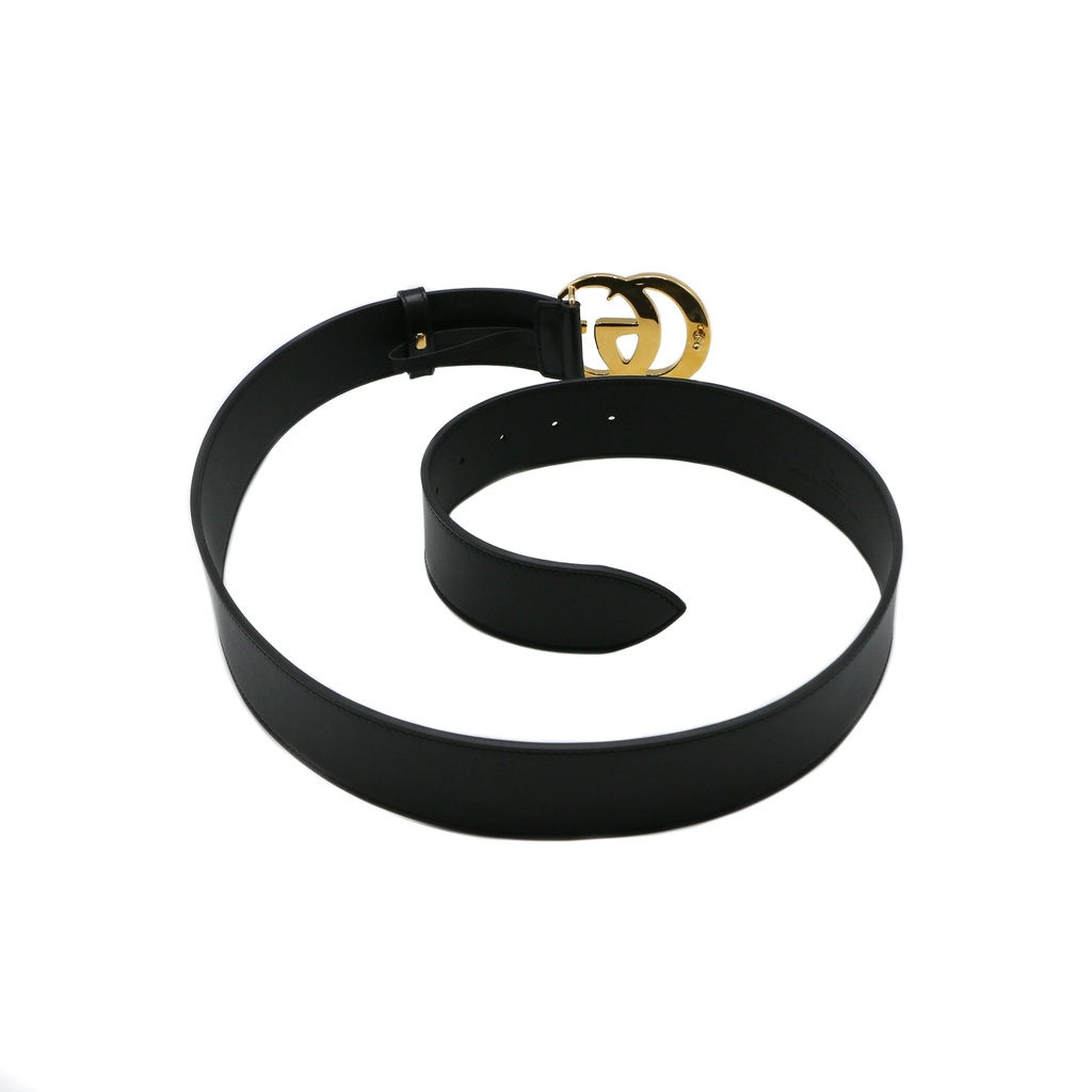 Gucci GG Marmont Leather Black Belt with Shiny Buckle 95 406831