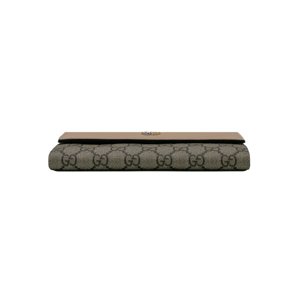 Gucci GG Marmont Leather Continental Wallet Ebony and Beige 795627