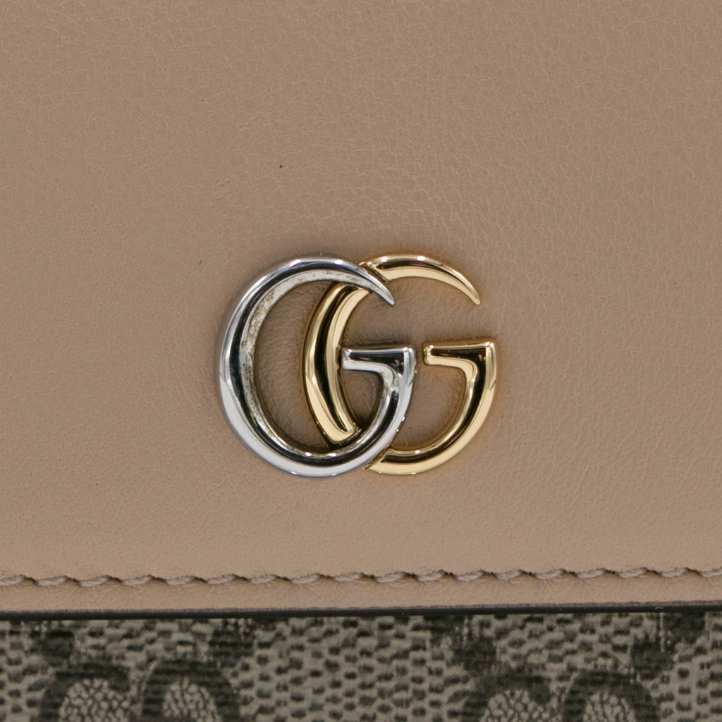 Gucci GG Marmont Leather Continental Wallet Ebony and Beige 795627