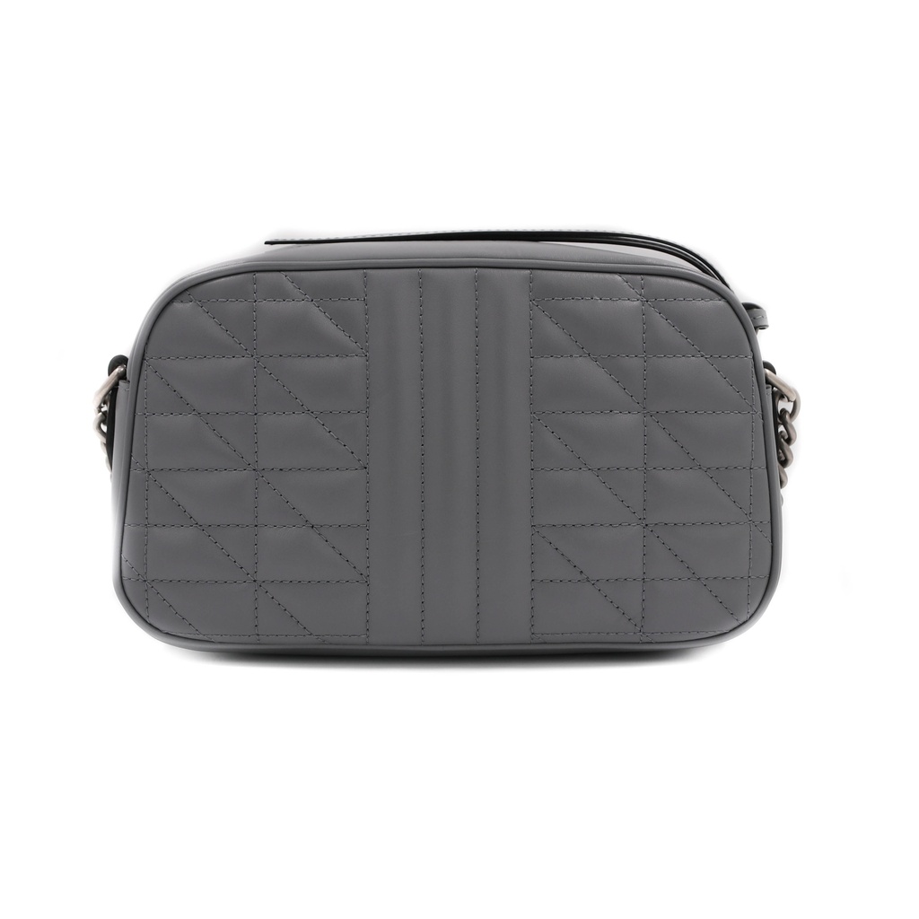 Gucci Calfskin Matelasse Aria Small GG Marmont Chain Shoulder Bag Deep Grey