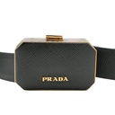 Prada Saffiano Lux Leather Belt Octagon Logo Black