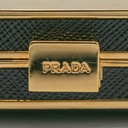 Prada Saffiano Lux Leather Belt Octagon Logo Black