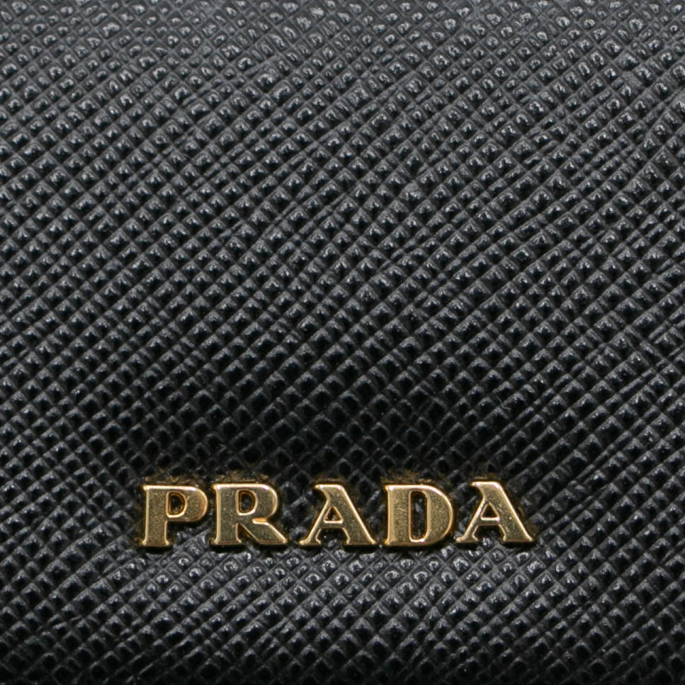 Prada Saffiano Lux Leather Belt Octagon Logo Black