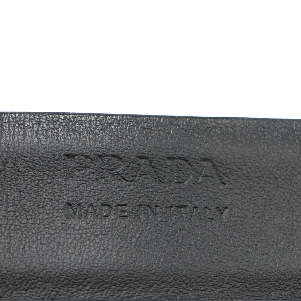 Prada Saffiano Lux Leather Belt Octagon Logo Black