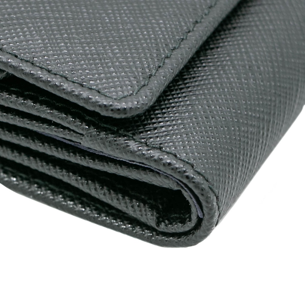 Prada Saffiano Triangle Tri-Fold Wallet Black