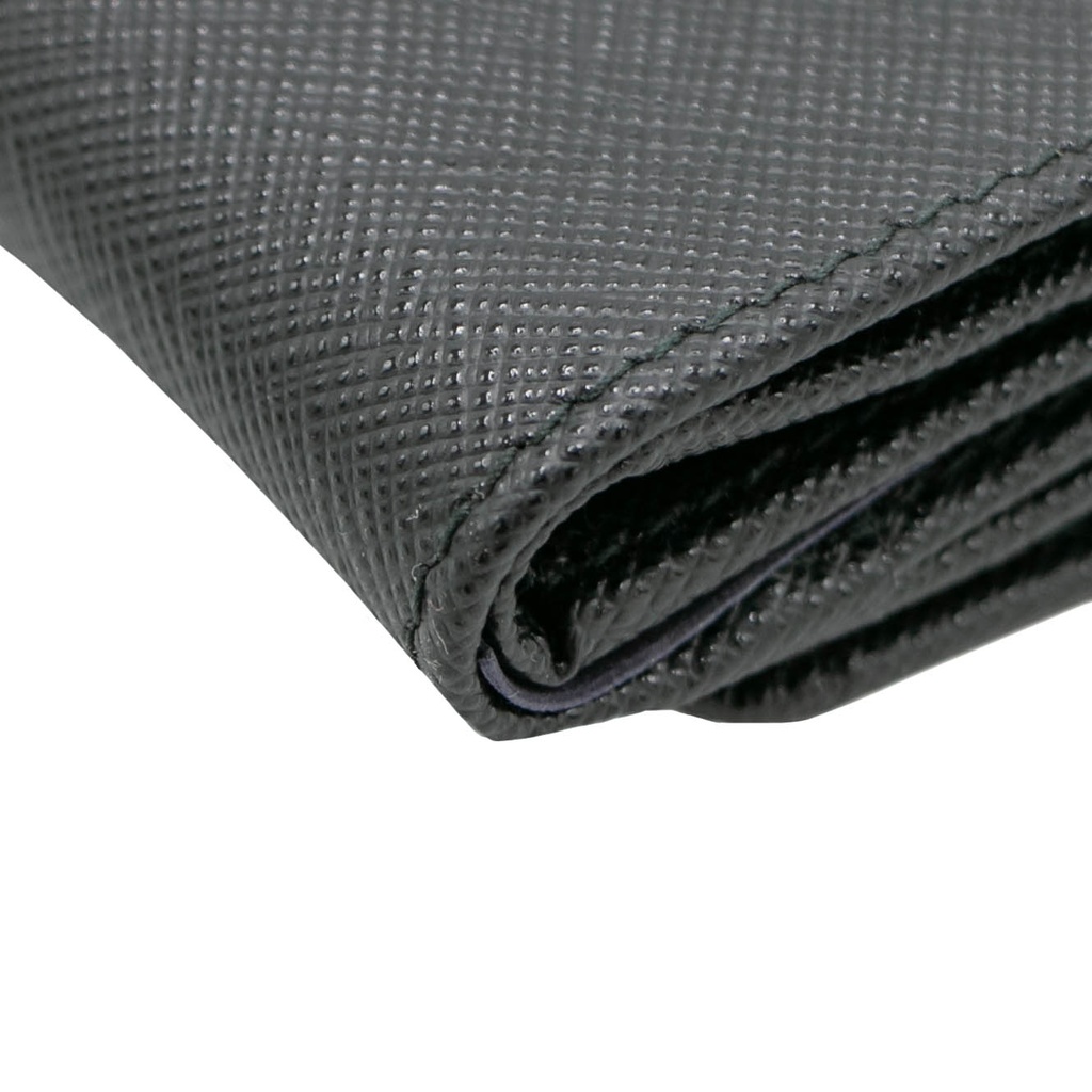 Prada Saffiano Triangle Tri-Fold Wallet Black