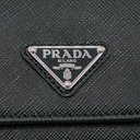 Prada Saffiano Triangle Tri-Fold Wallet Black