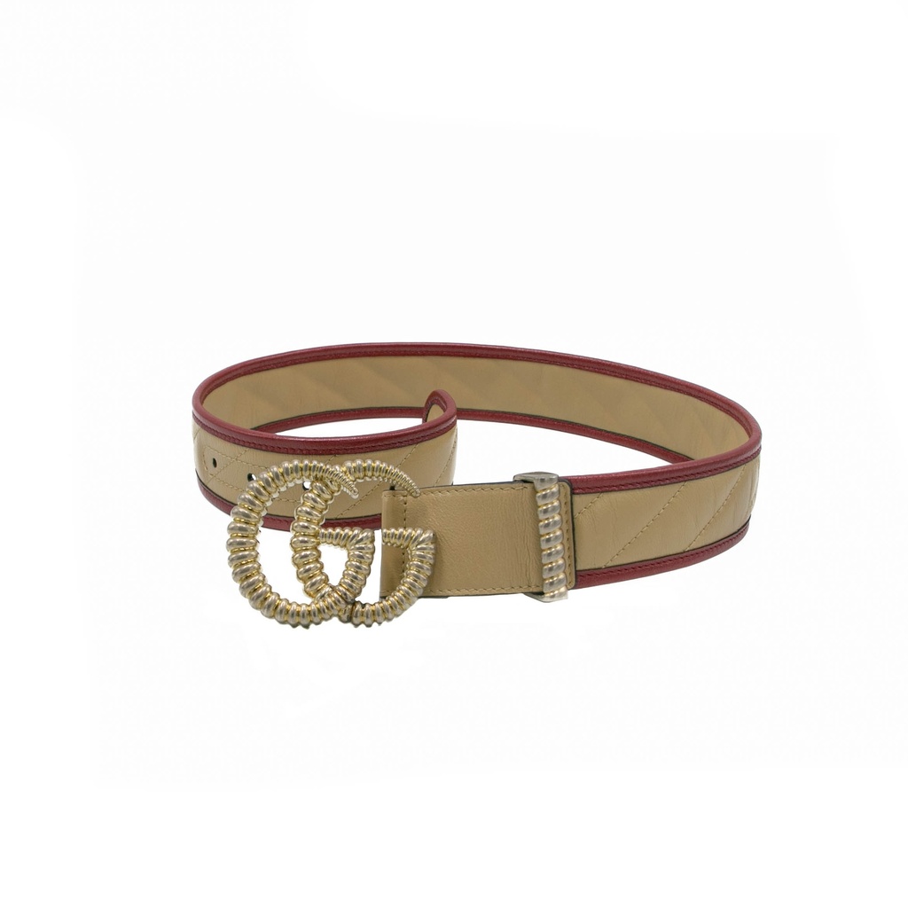 Gucci Marmont Torchon GG Beige Leather Belt In Size 65 26 576202
