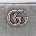 Gucci Calfskin Matelasse Aria Small GG Marmont Chain Shoulder Bag Deep Grey