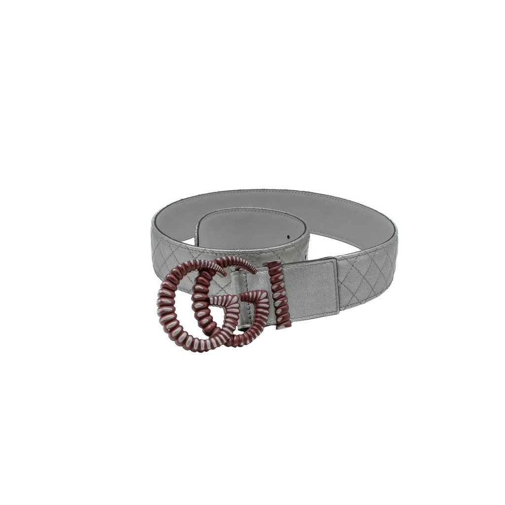 Gucci Silver Leather Belt 564291 In Size 75 30