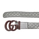 Gucci Silver Leather Belt 564291 In Size 75 30