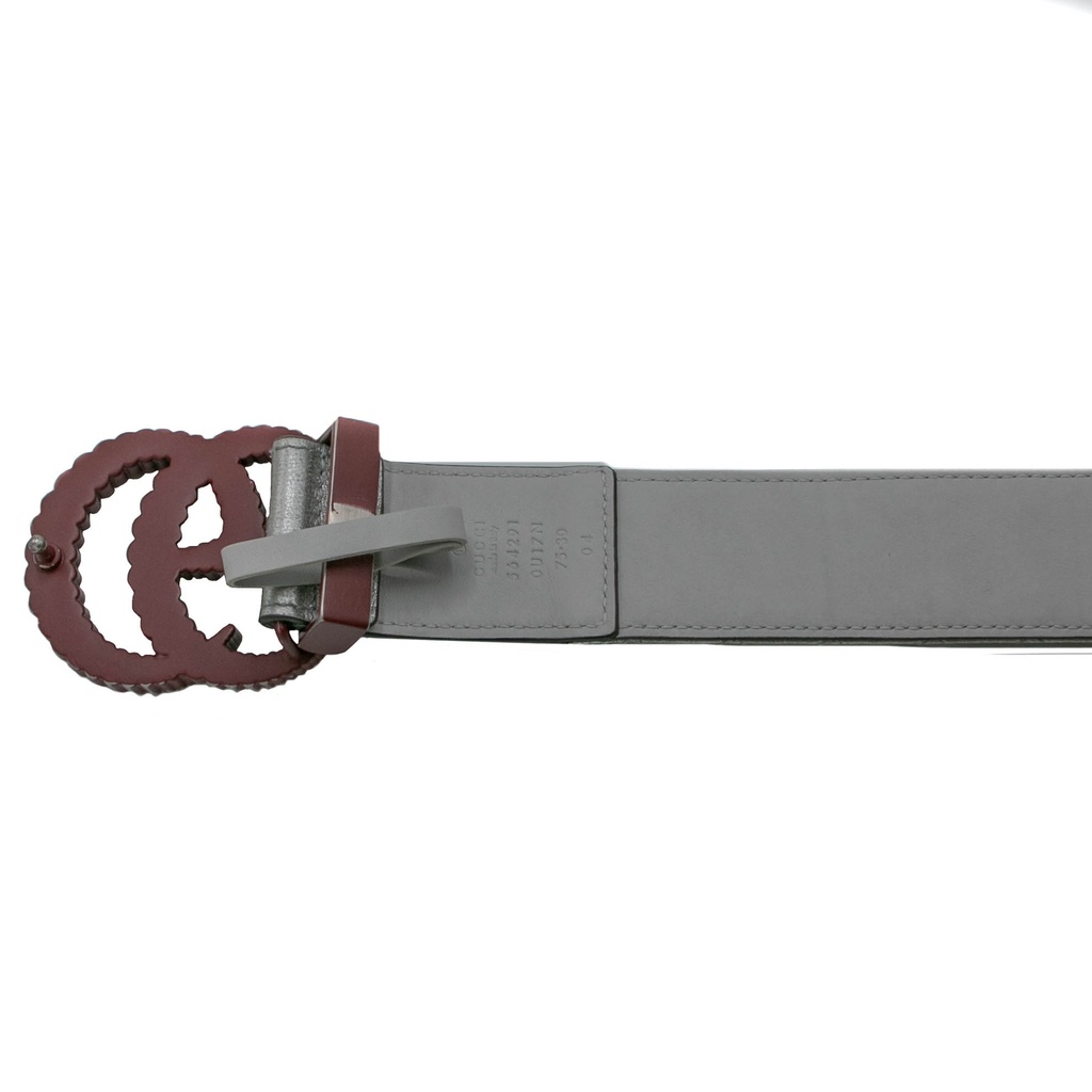 Gucci Silver Leather Belt 564291 In Size 75 30