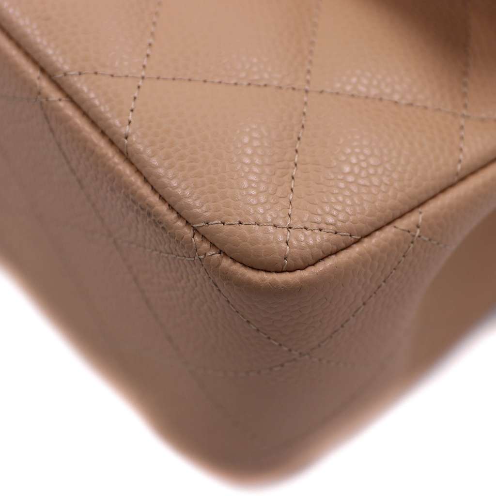 Chanel Classic Caviar Jumbo Beige Bag 