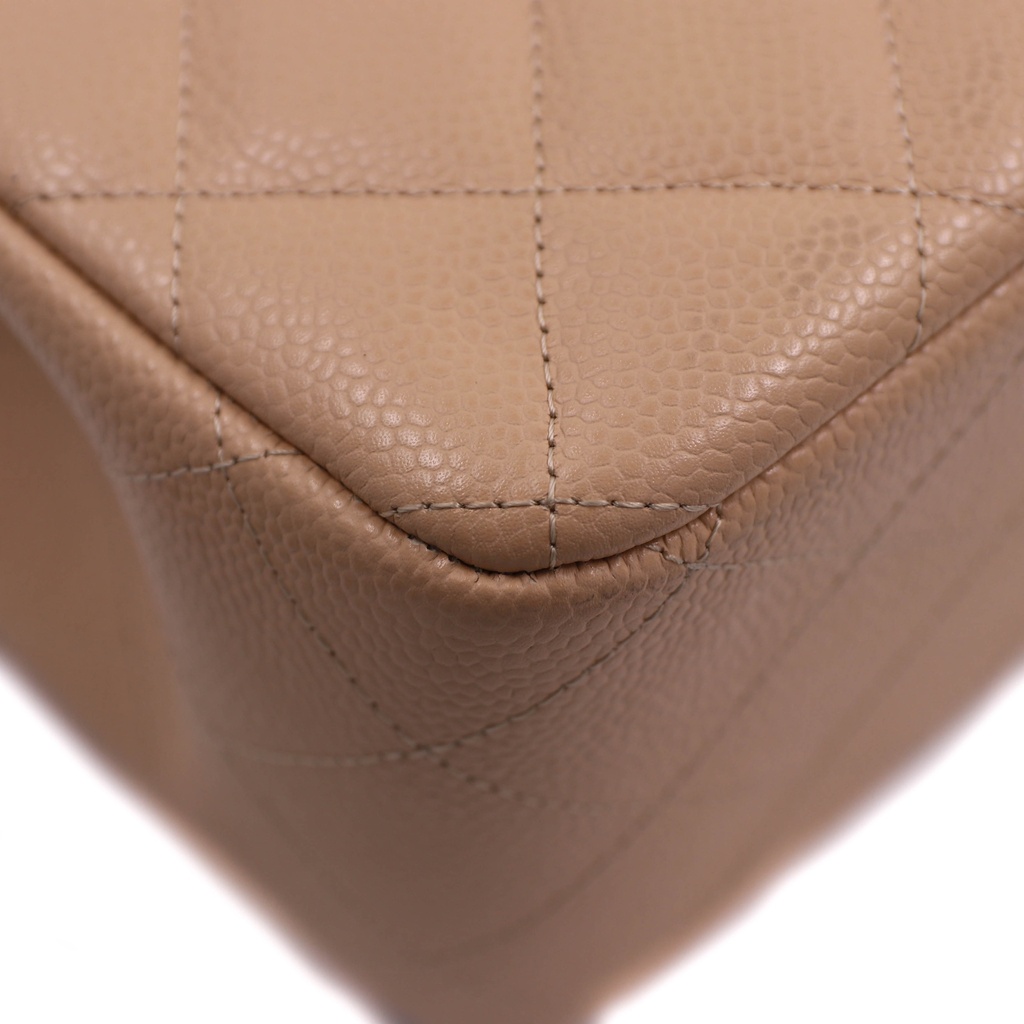 Chanel Classic Caviar Jumbo Beige Bag 