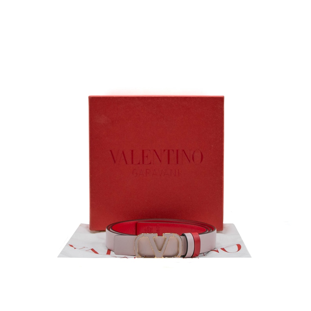 Valentino Reversible Thin Belt Red and Pink In Size 80