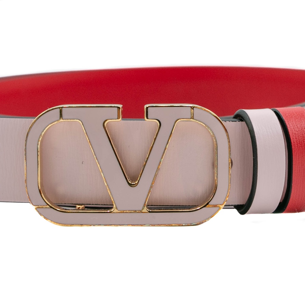 Valentino Reversible Thin Belt Red and Pink In Size 80