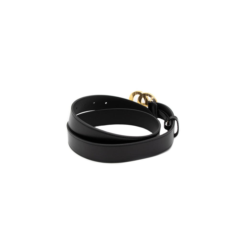 Gucci GG Marmont Leather Black Belt with Shiny Buckle 100 40 414516
