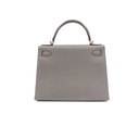 Hermes Epsom Leather Kelly 28 Gris Meyer Handbag