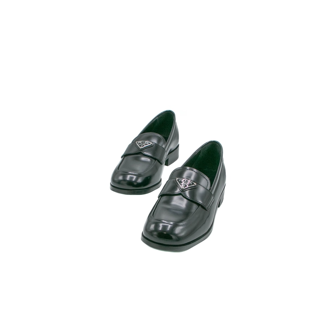 Prada Brushed Leather Loafers Black 1D902M In Size 37