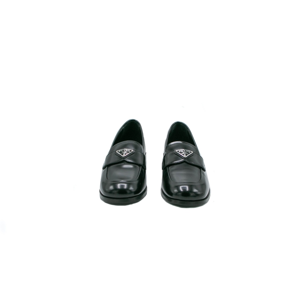 Prada Brushed Leather Loafers Black 1D902M In Size 37