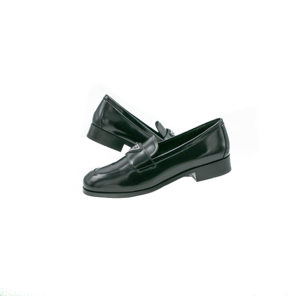 Prada Brushed Leather Loafers Black 1D902M In Size 37