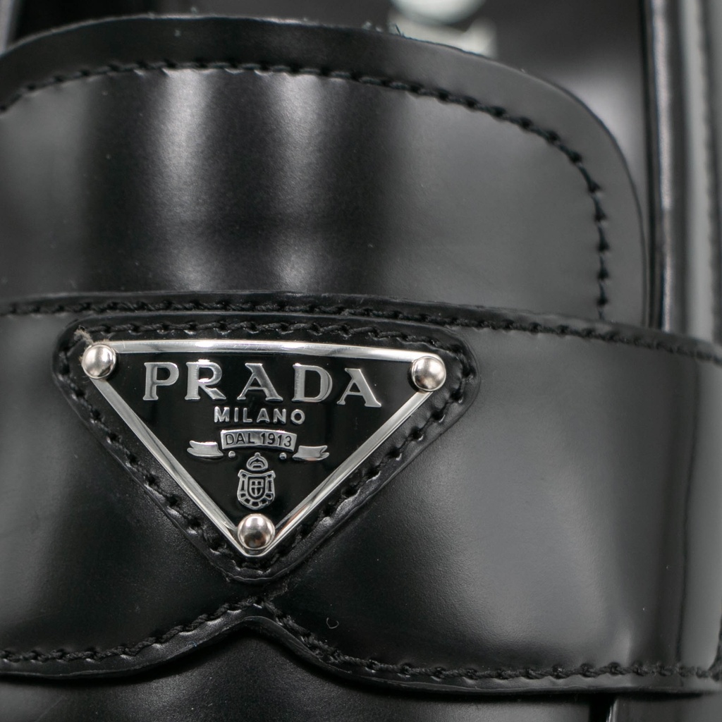 Prada Brushed Leather Loafers Black 1D902M In Size 37
