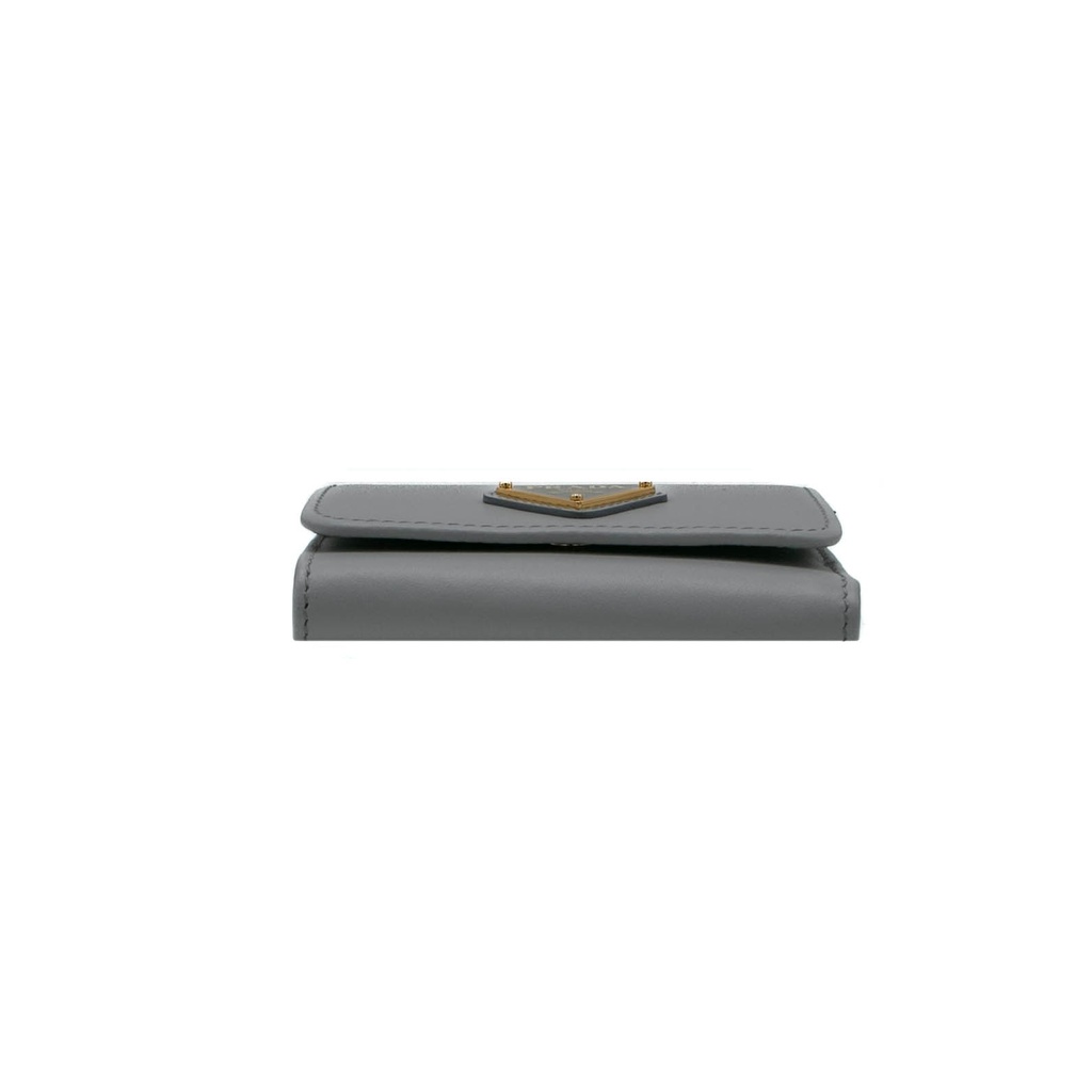 Prada Nappa Triangle Tri-Fold Wallet Grey
