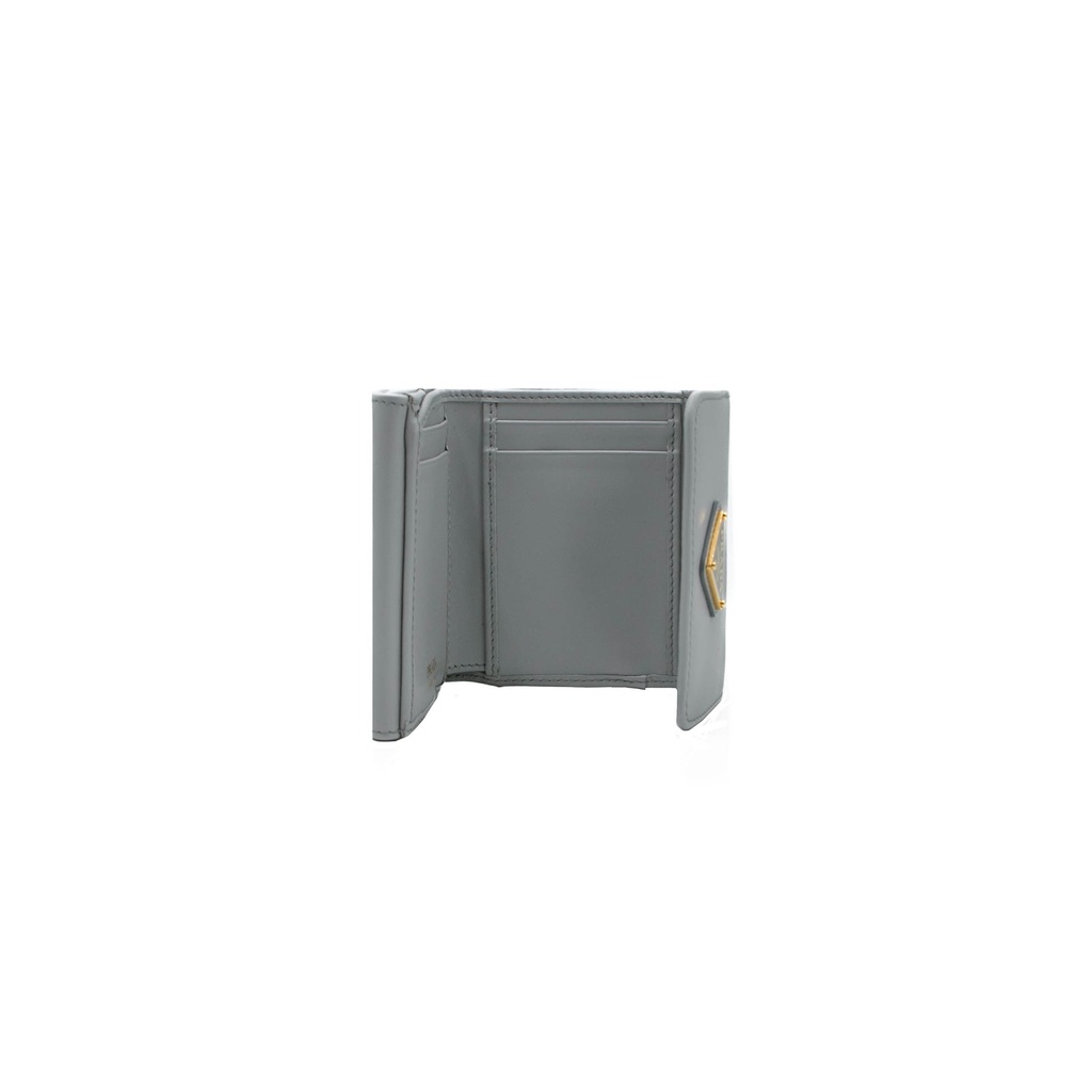 Prada Nappa Triangle Tri-Fold Wallet Grey