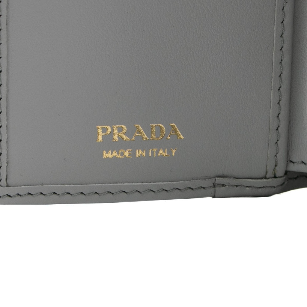 Prada Nappa Triangle Tri-Fold Wallet Grey