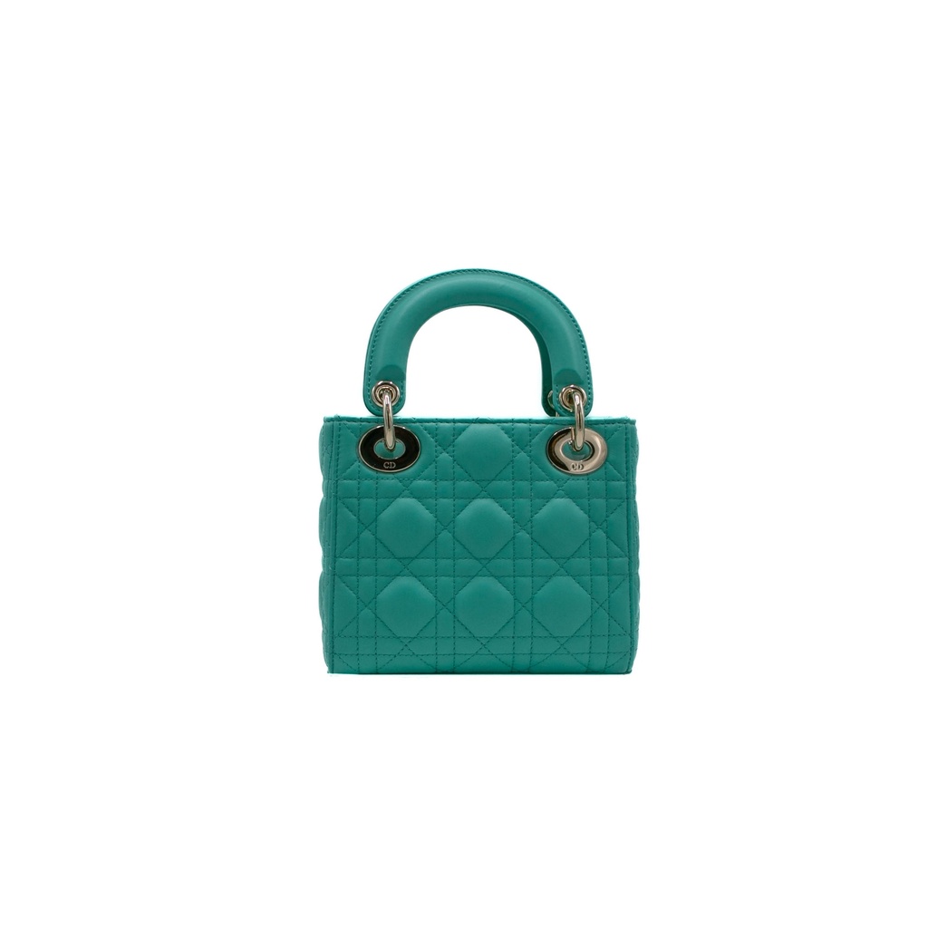 Christian Dior Cannage Lambskin Mini Lady Dior Bag Cobalt Green 