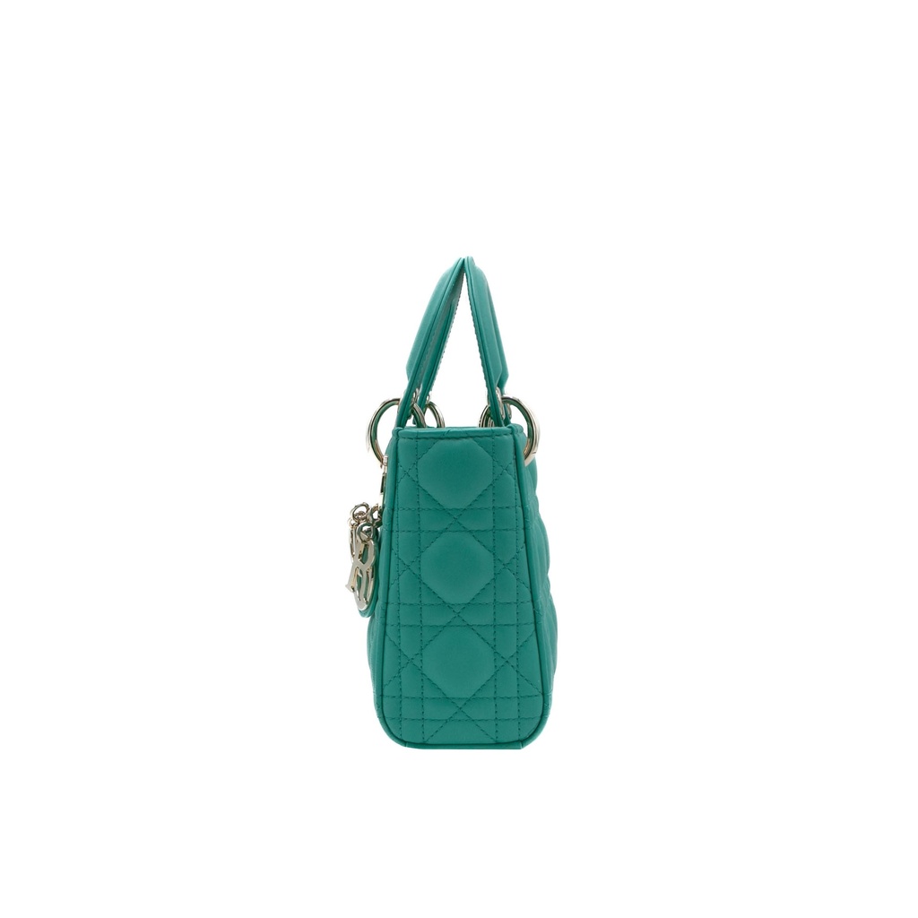 Christian Dior Cannage Lambskin Mini Lady Dior Bag Cobalt Green 
