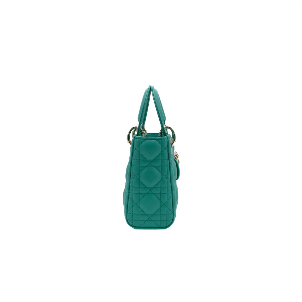 Christian Dior Cannage Lambskin Mini Lady Dior Bag Cobalt Green 