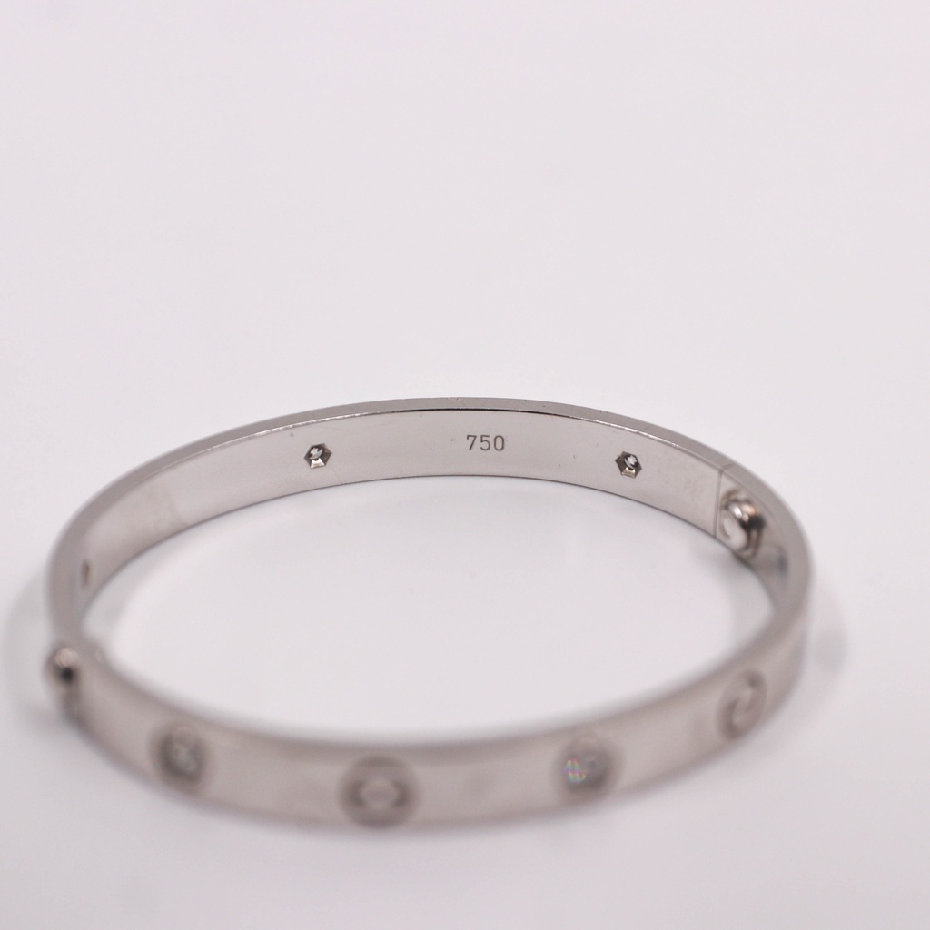Cartier Love half Diamond Bracelet Size 16 Full Set